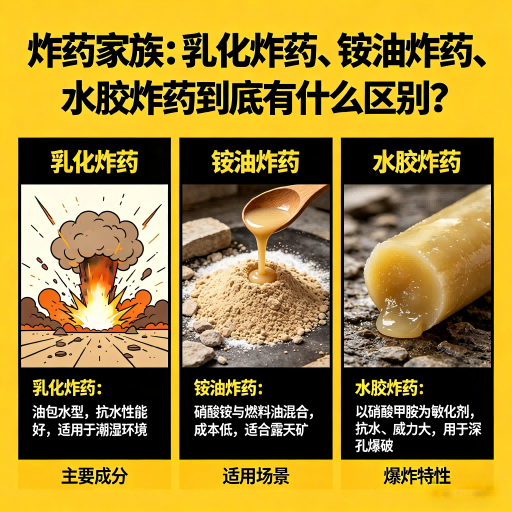 南开炸药家族：乳化炸药、铵油炸药、水胶炸药到底有什么区别？
